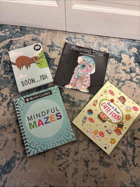 Other - Bundle of 4-Mindful Mazes Spiral Puzzle Book, dog coloring book and how to draw